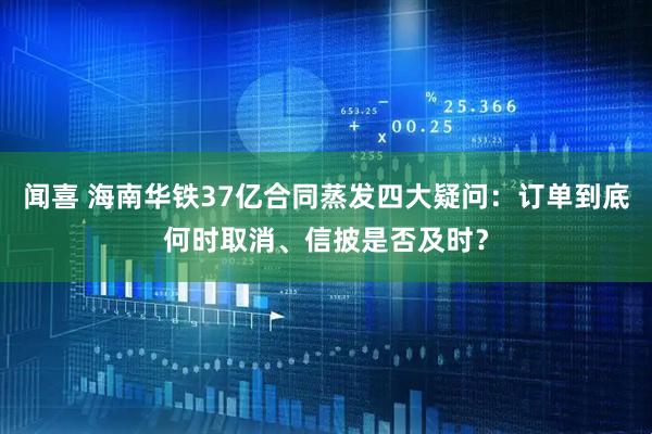闻喜 海南华铁37亿合同蒸发四大疑问：订单到底何时取消、信披是否及时？